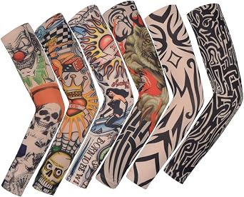 Fake Temporary Tattoo Sleeves Slip on Arm Sunscreen Body Art Arm Stockings