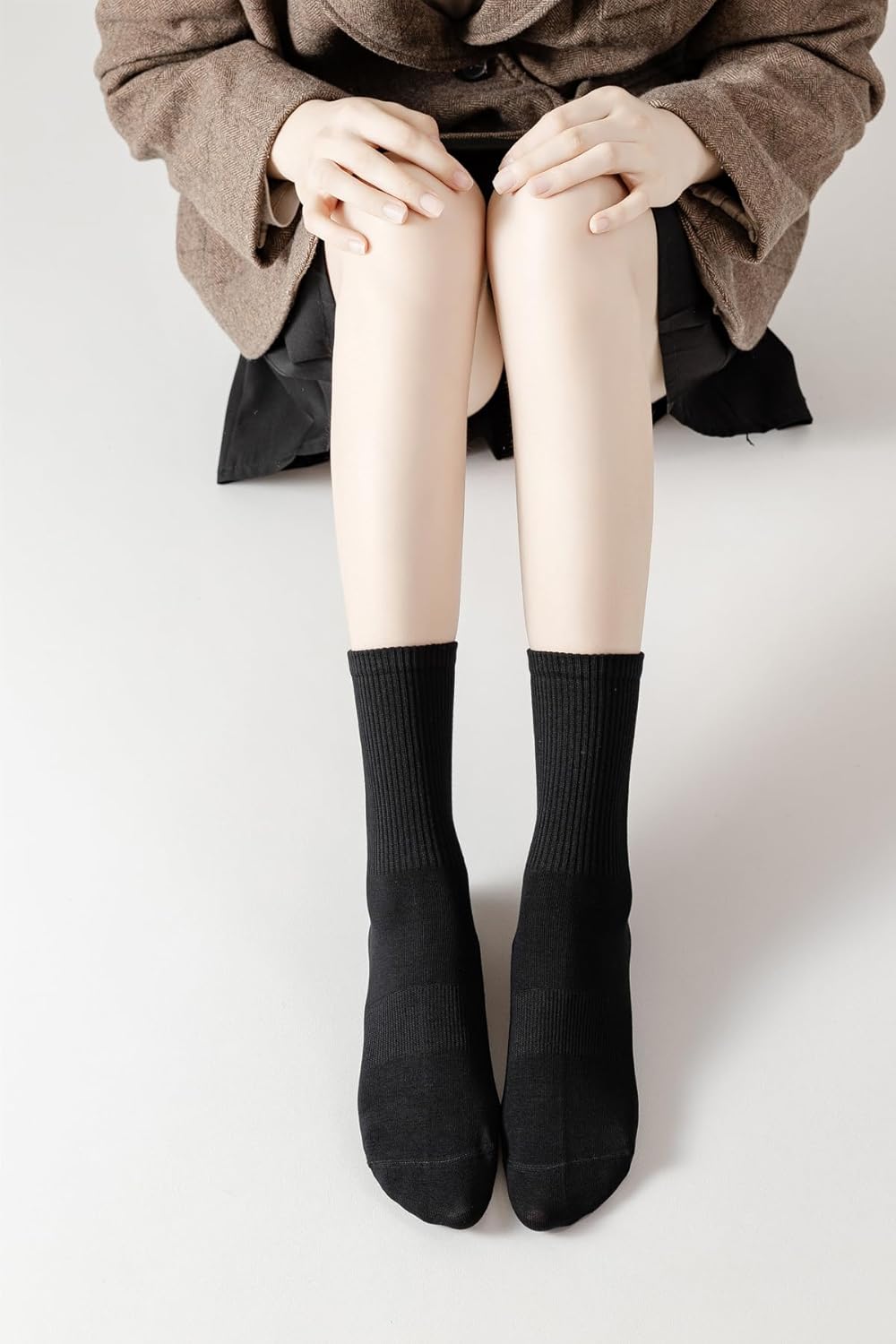 ACCFOD Womens Crew Socks Thin Cotton Long Socks Arch Support Casual Workout High Socks 5 Pairs - Image 6