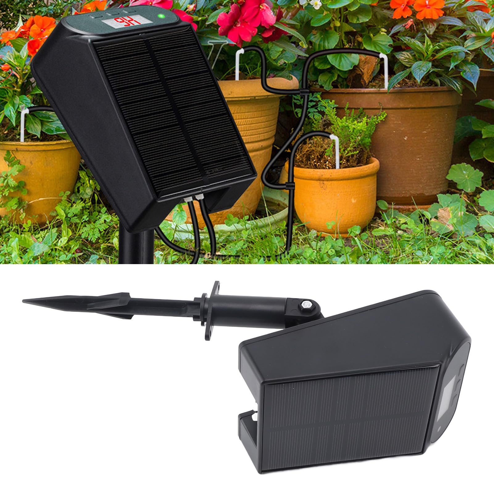 de Riego con Energía Solar SW15, Riego Automático Eficiente de Flores para Plantas en Macetas, Perfecto para Balcones y Jardines, Material ABS