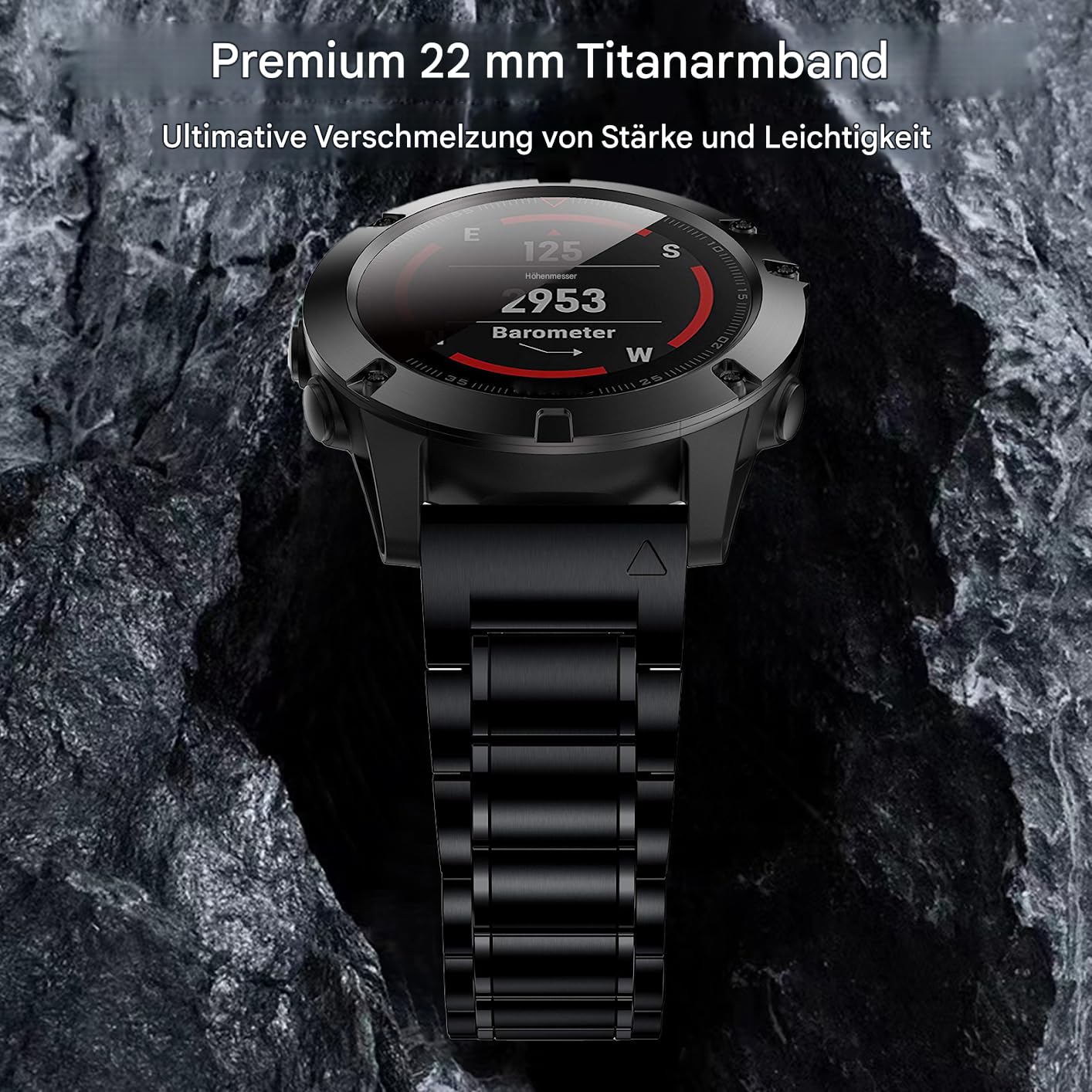 Titan Armband 22mm Kompatibel mit Fenix 8 47mm/E 47mm/7/6 Pro/5 Plus/Forerunner 965 955, 26mm Metall-Uhrenarmband mit Schnellverschluss Kompatibel mit Fenix 8 51mm/Enduro 3 51mm/7X Pro/6X Pro