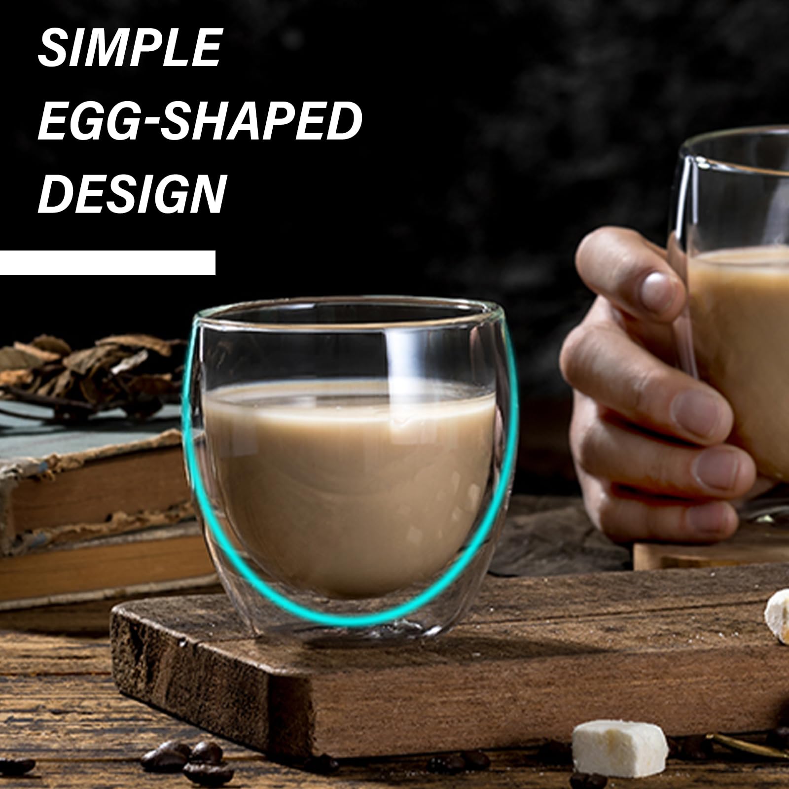 Latte Macchiato Set di tazze da caffè a doppia parete, 6 bicchieri da 250 ml, a doppia parete con 6 cucchiai, cappuccino, tazze da caffè, caffè gelato, bicchieri termici