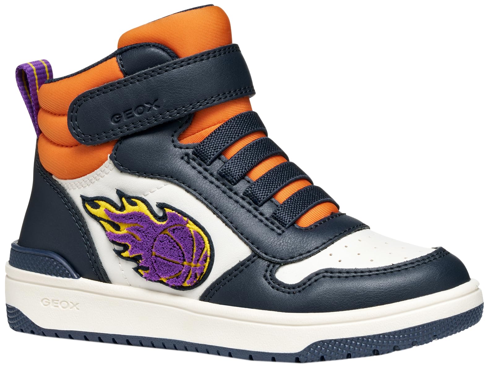 Geox J WASHIBA BOY Sneaker, White/Navy, 13 UK