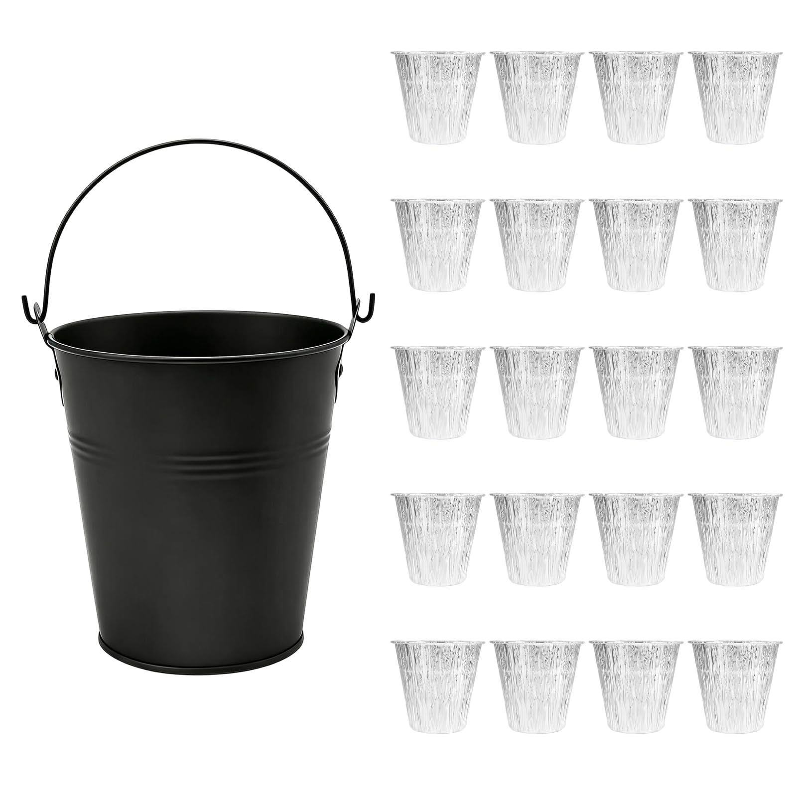 Xinsheinelry Grease Bucket with 20Pcs Replacement Foil Liners for Smokers Outdoor BBQ Grilling Oil Drip Catcher Grills Accessories Oil Catcher Liners