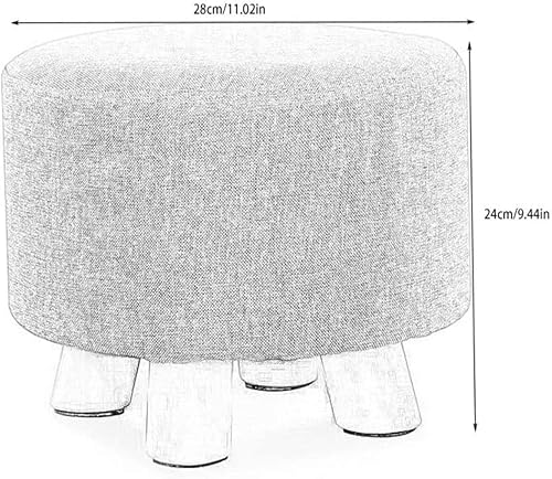 Miniatura 3 de Zapatero de 4 patas, taburete de madera maciza, taburete redondo de tela otomana, taburete de pie para sala de estar, sofá, reposapiés, oficina,