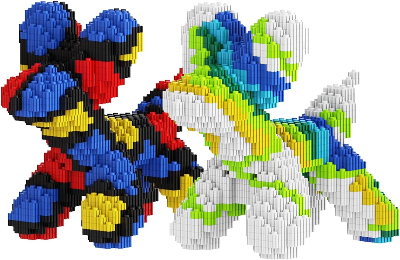 Micro Dog Building Blocks, Balloon Dog Toy Compatible with Lego, Dachshund Pet Building Toy 2000PCS (2 Sets), 3x6x7.5″‌ 3D Animal Decoration Model, STEM Birthday Gift for Adults and Kids Age 8+