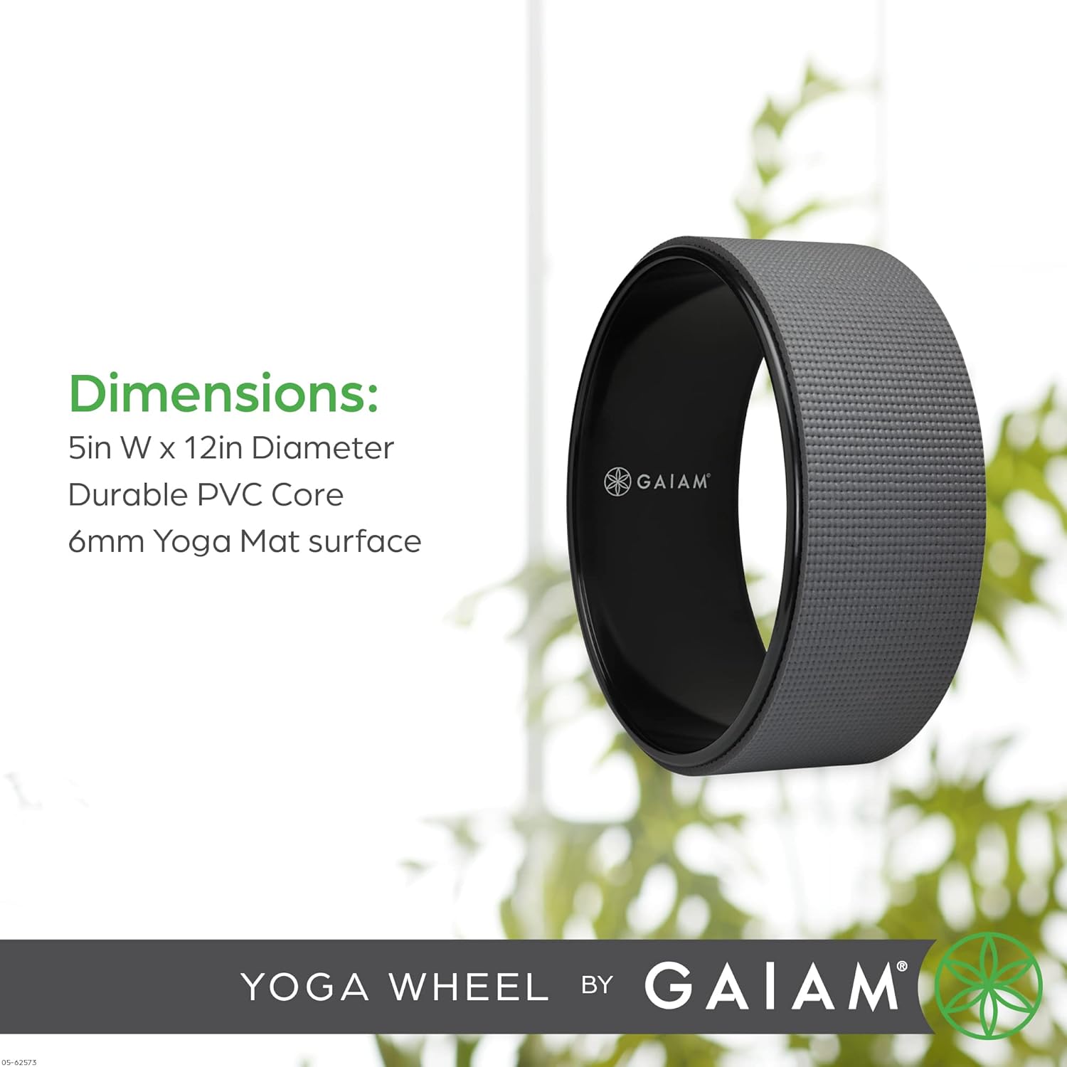 Gaiam Yoga Wheel - Multi-Purpose Yoga Prop & Back Stretcher - Assists with Flexibility, Releasing Tension in Back, Chest, and Spine - Textured Non-Slip Surface, Durable Core - 5"W x 12" Diameter : Sports & Outdoors