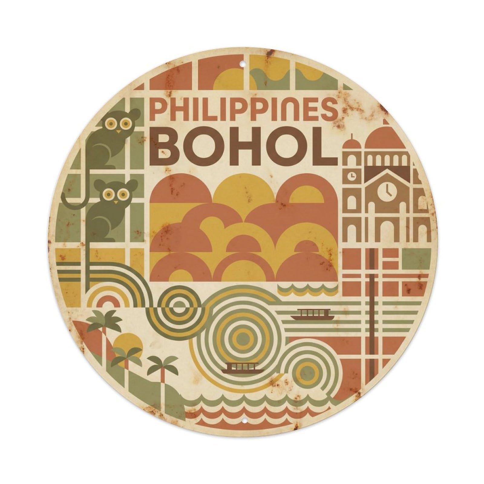 Bohol Island Philippines Coastal Journey Mid Century Metal Tin Sign