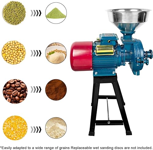 Miniatura 8 de Electric Grain Grinder Mill 3000W, 110V Dry Cereals Grinder with Funnel, Commercial Electric Feed Mill Dry Grinder, Rice Corn Grain Coffee Wheat