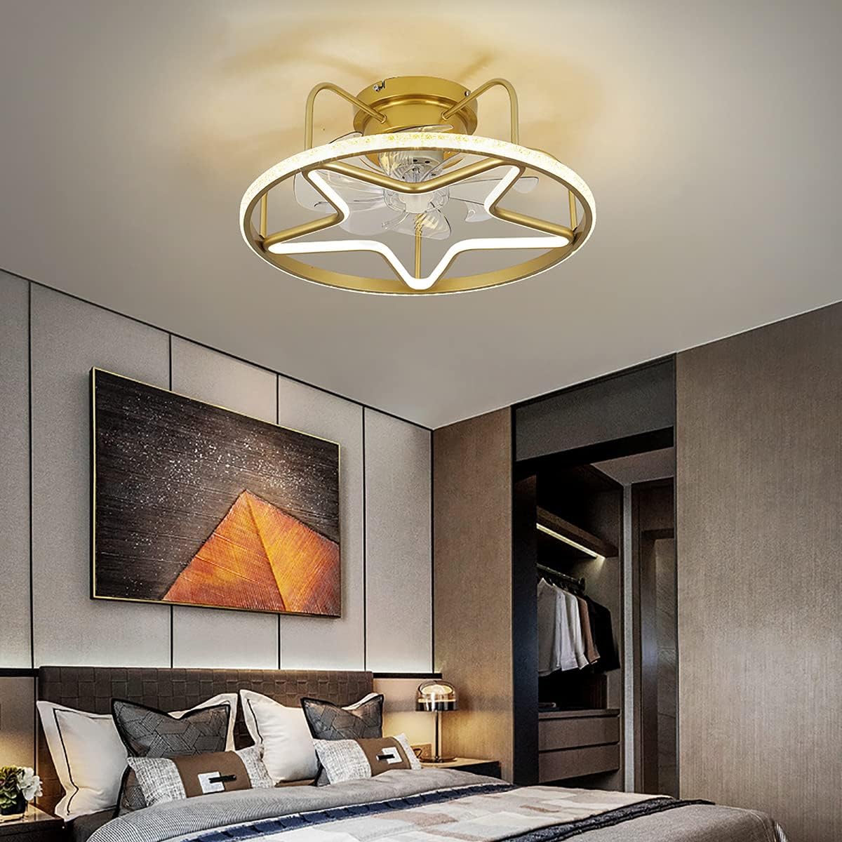 YUEGOO Ceiling Fans with Lights and Remote for Bedrooms Ceiling Fan Lights for Living Room Ceiling Fans with Lamps Silent in Lighting Ceiling Fan with Lighting Led Light