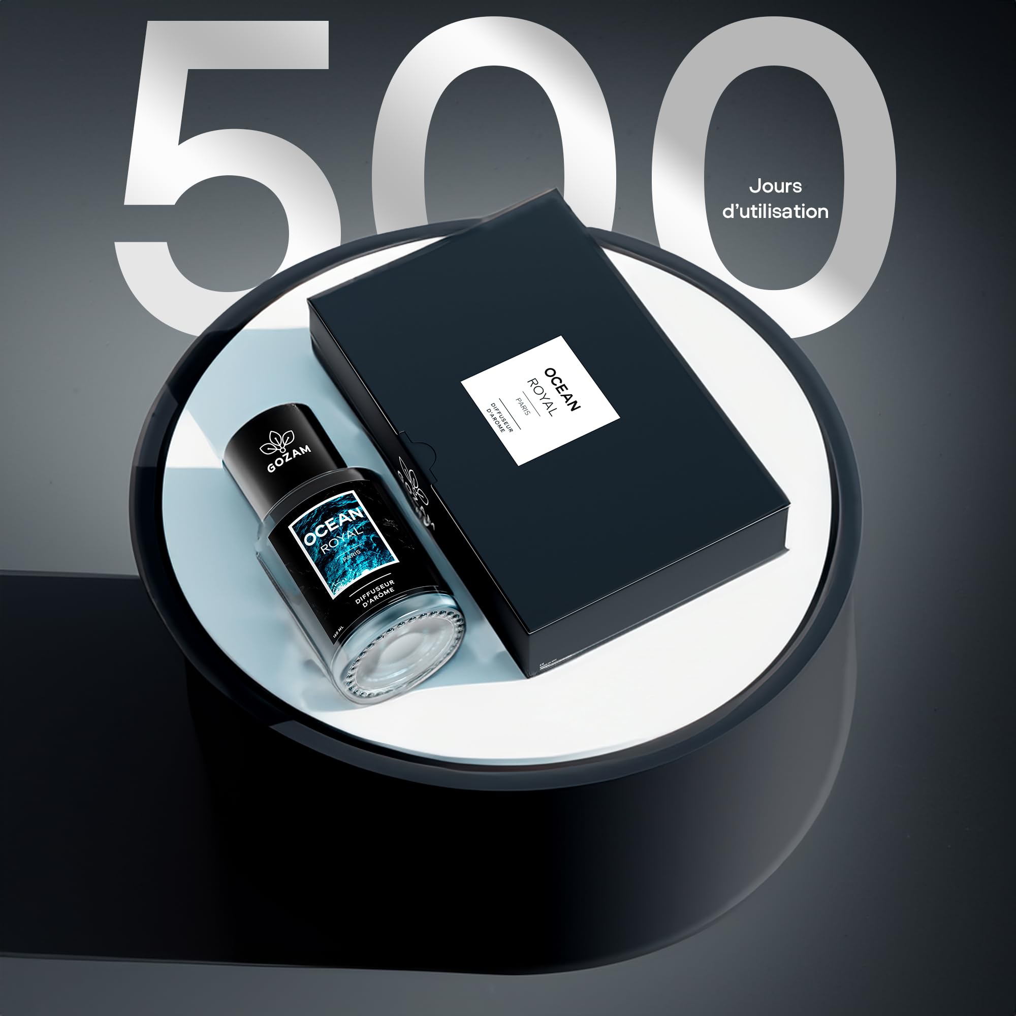 Diffuseur Desodorisant 100% Automatique & Intelligent avec Puce IA Intégrée GOZAM - Senteur Luxueuse Océan Royal - Désodorisant Auto & Maison Longue Durée - 160 ml