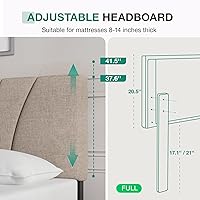 Vista 85 de Novilla Base de cama de plataforma tamaño Queen con cabecera ajustable tapizada, marco de cama Queen, no necesita somier, sin ruido, fácil montaje