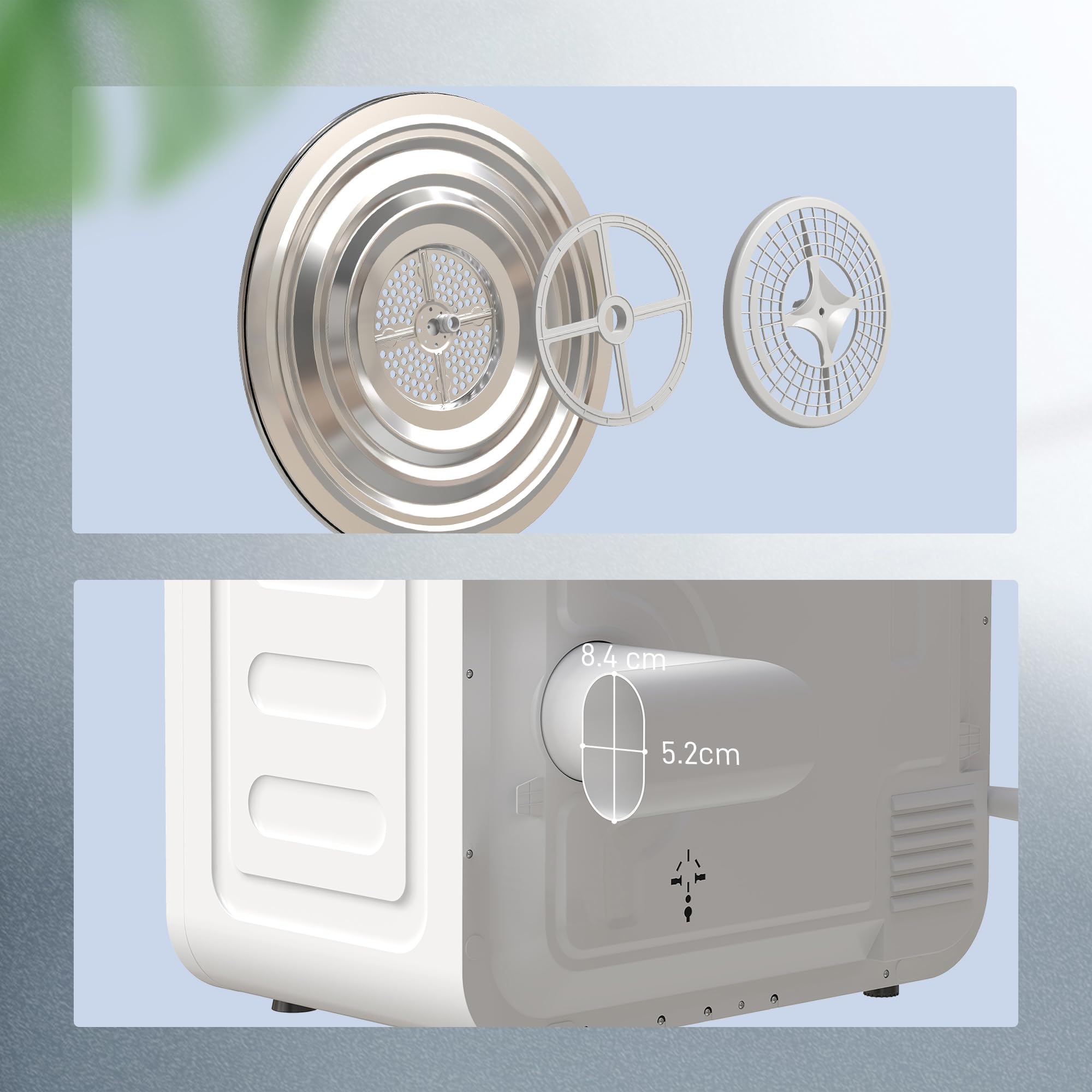 HOMCOM Sèche-linge à évacuation portable 4 Kg 800 W compact 5 modes de séchage capteur intelligent minuterie tambour réversible acier inoxydable blanc