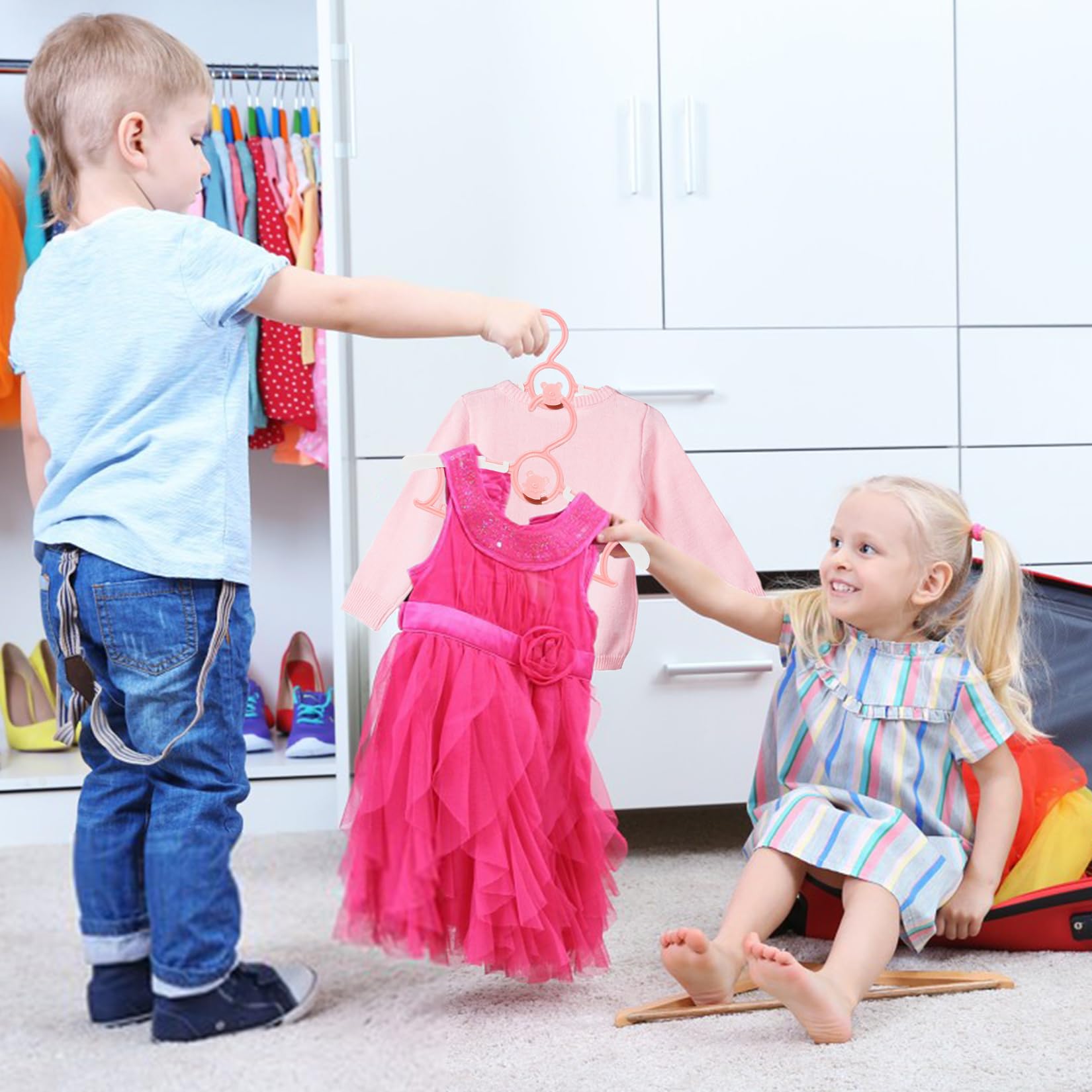 Grucce Neonato Appendiabiti Bambini Estensibile con Ganci Orsetto 20 Pezzi