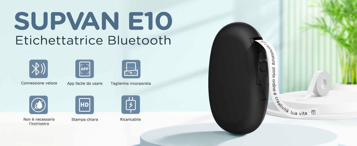 Stampante Etichette SUPVAN E10 Bluetooth - Portatile, Per IOS/Android, Con App KATASYMBOL, Ideale Per Casa E Ufficio - Foto 4