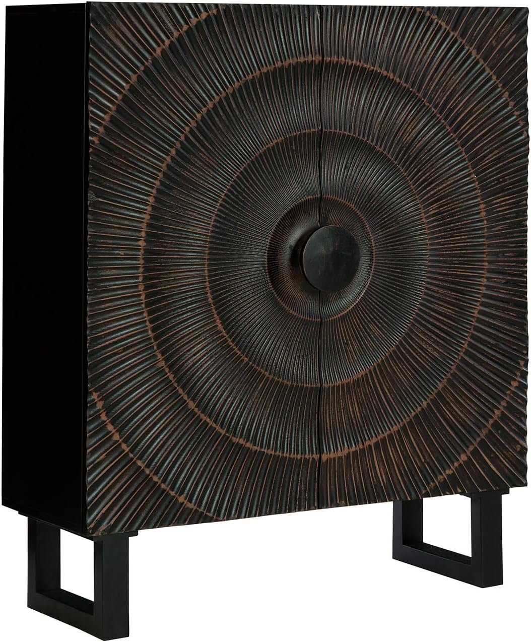 Signature Design by Ashley Fosterman Modern 2-Door Accent Cabinet with Fixed Shelves, Black