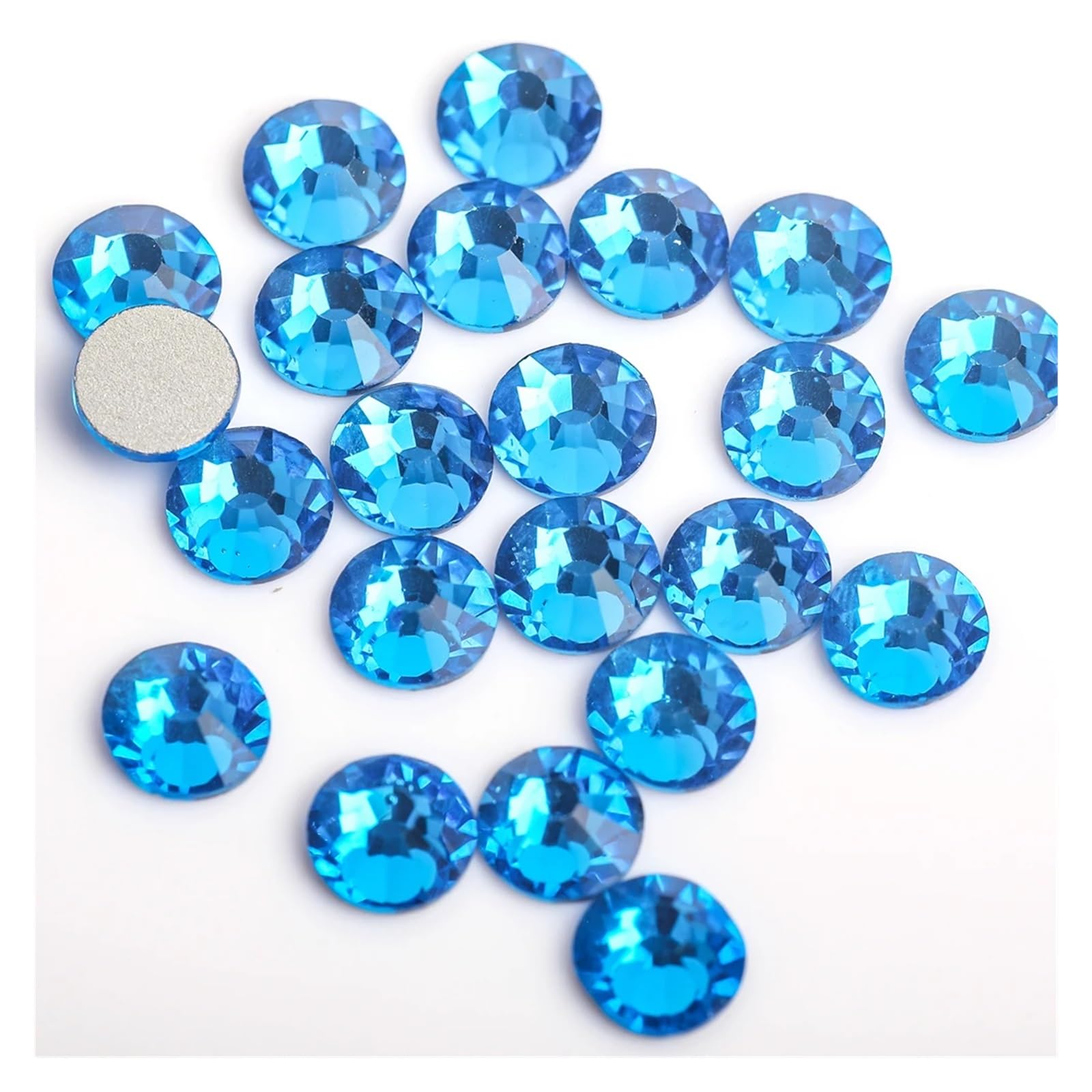 Hotfix Strasssteine Crystal Nail Art Nicht Hotfix Strasssteine ​​Mondnacht Flache Rückseite Strass Glas for(Capri Blue,SS20-1440pcs)