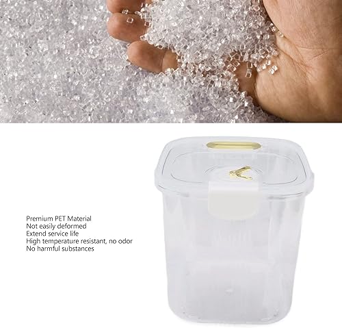 Miniatura 3 de JTLB Recipiente de arroz hermético apilable transparente cubo de arroz con fecha para harina de grano Snacks azúcar (L 10 kg22.0 lb blanco)
