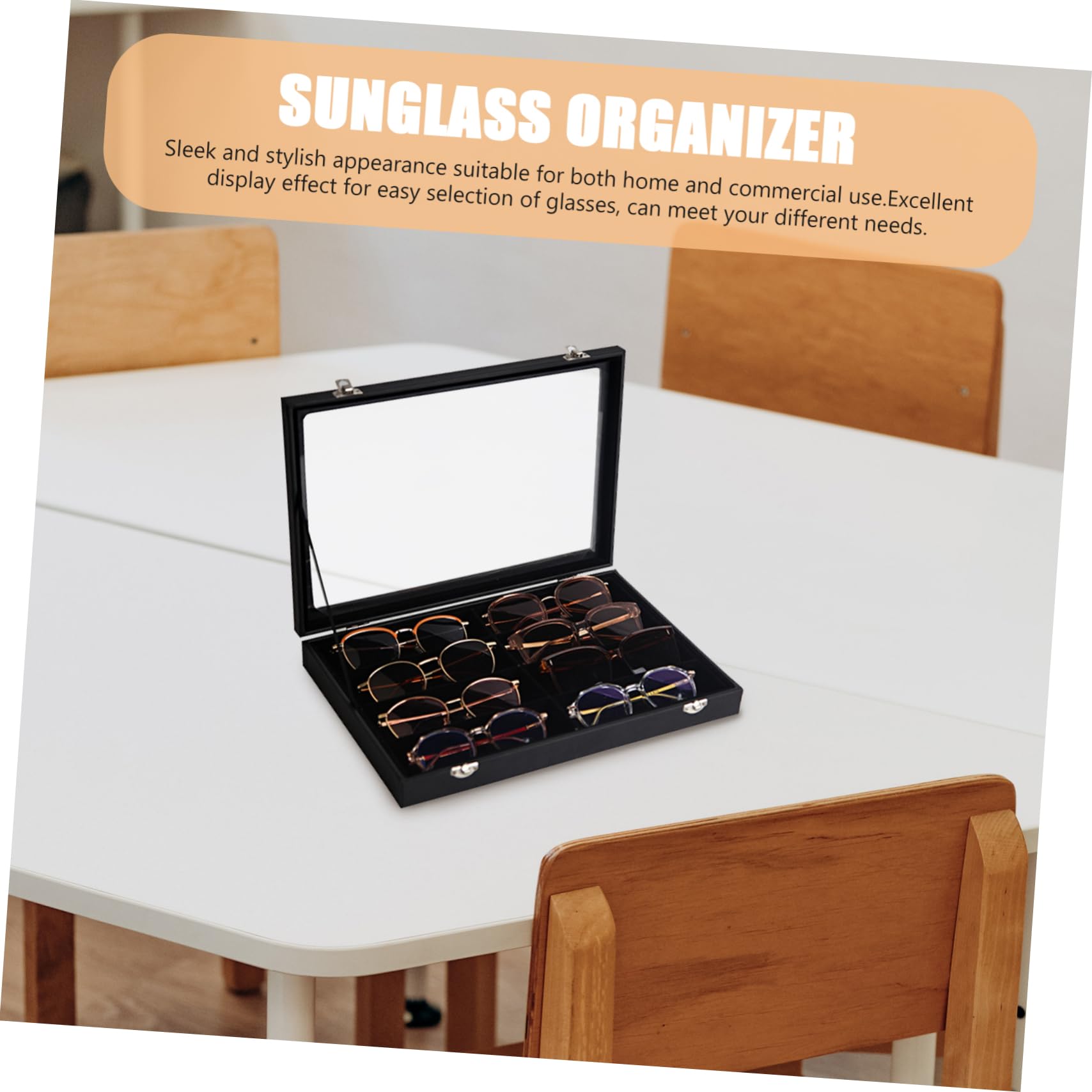 CALLARON Estuche Organizador de Gafas de Sol de 8 Ranuras en Negro