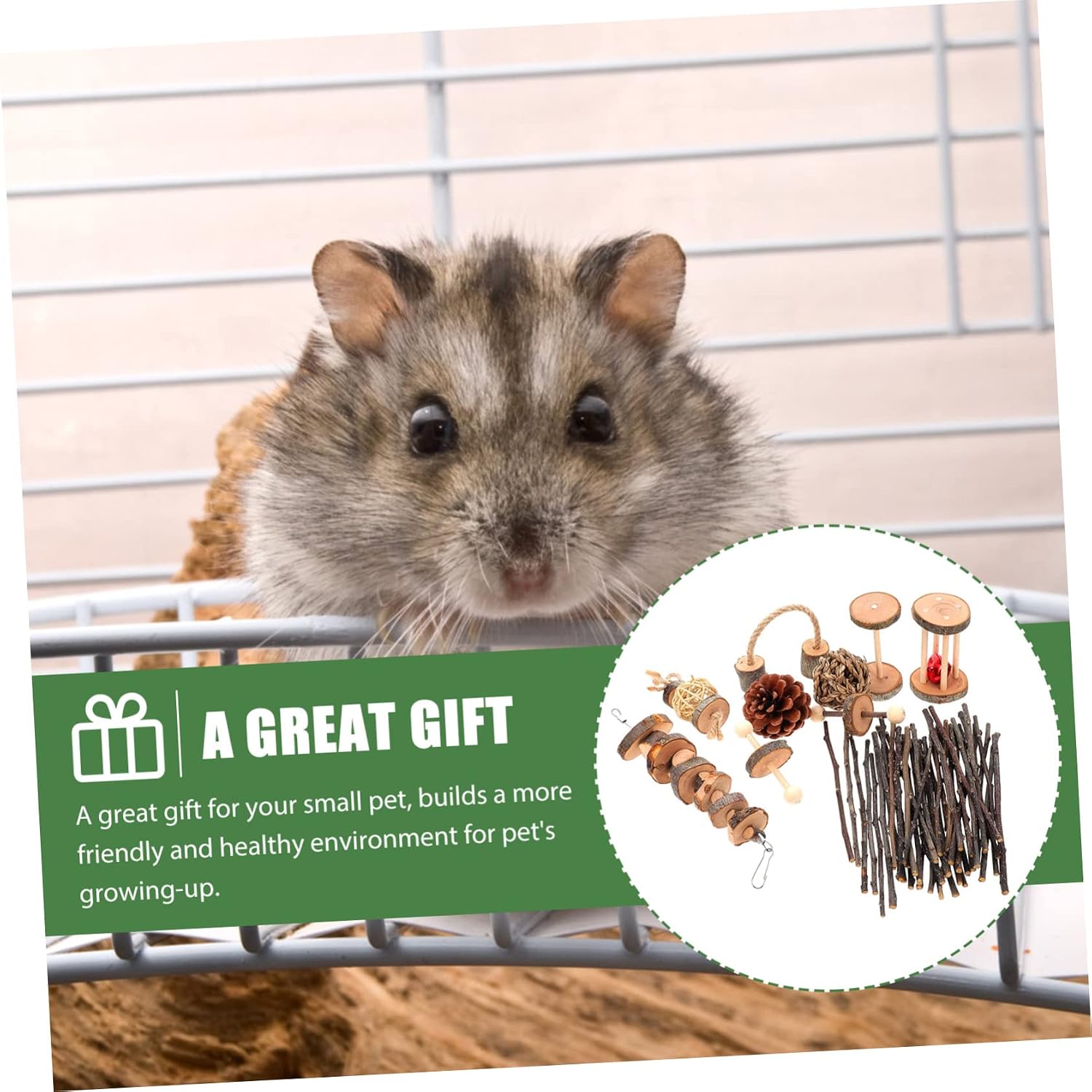 WOONEKY 1set Small Pet Molar Chew Toys Playthings for Hamsters Chinchillas and Small Animals Promotes Healthy Teeth and Fun Playtime