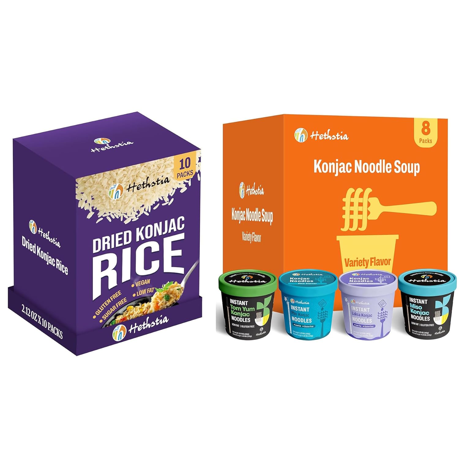 Arroz Konjac Hethstia 10 Paquetes, Bajo en Carbohidratos