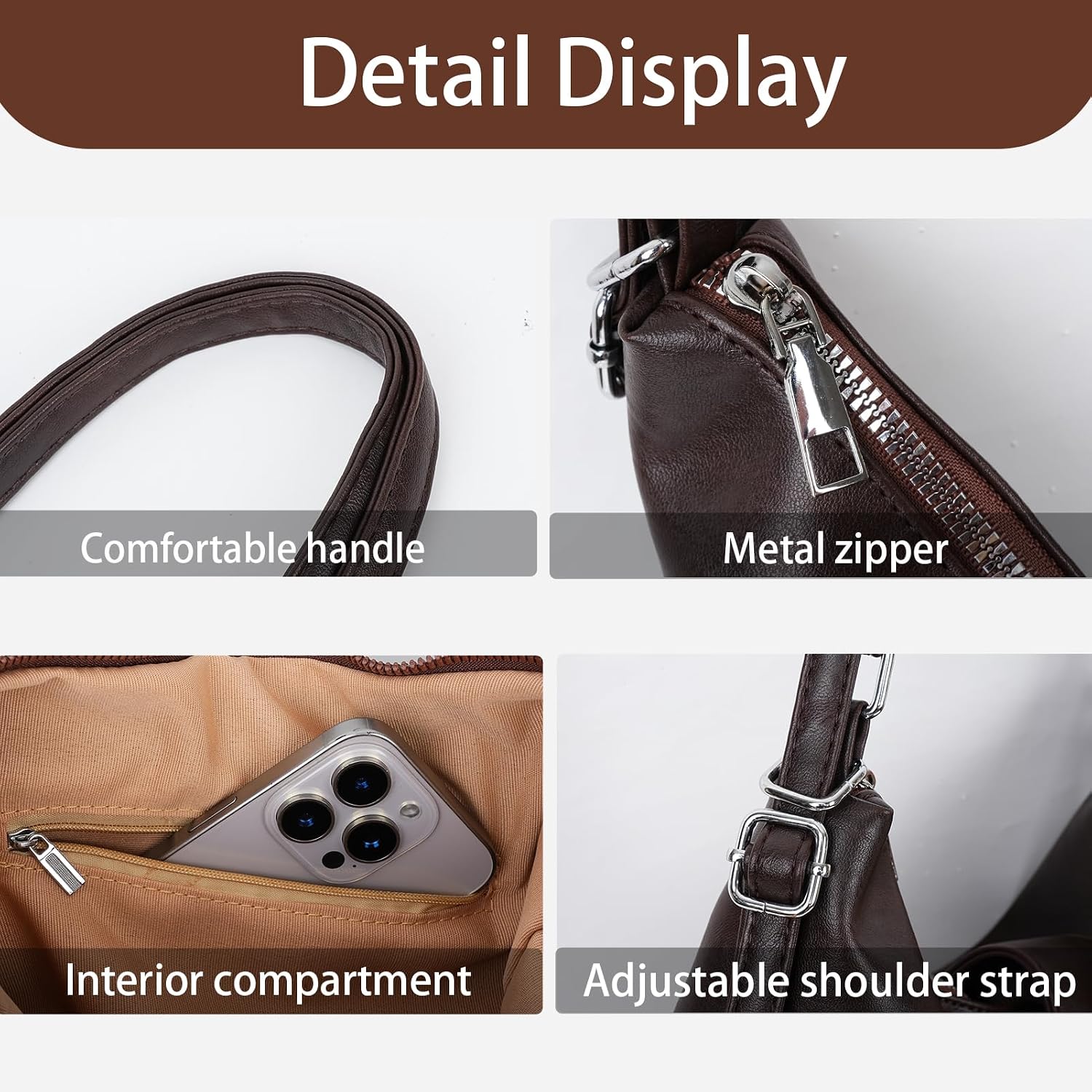 Convertible Tote Backpack Purse Hobo Shoulder Bag for Women Brown Vegan Leather Crossbody Multi-functional Slouchy Bags for Commuting, Shopping, School