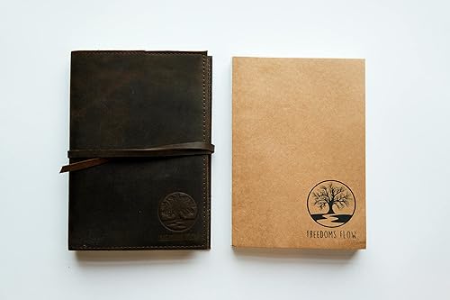 Miniatura 4 de REFILL - Funda de cuero para diario A5 Freedoms Flow o use Alone Tree River of Life, 200 páginas de papel de algodón en blanco sin forro, diario,