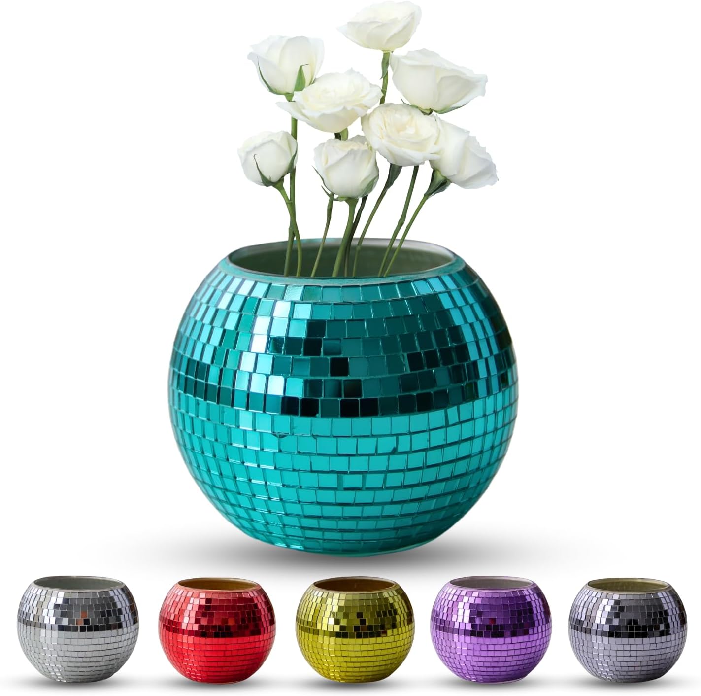 6 Pieces Small Colorful Disco Ball Candle Tea Light Holder