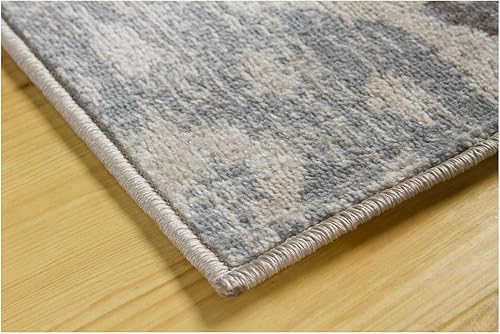 Miniatura 4 de L'Baiet Melody - Alfombra moderna de mediados de siglo con patrón geométrico envejecido, color gris, beige, azul, 8 x 10 pies