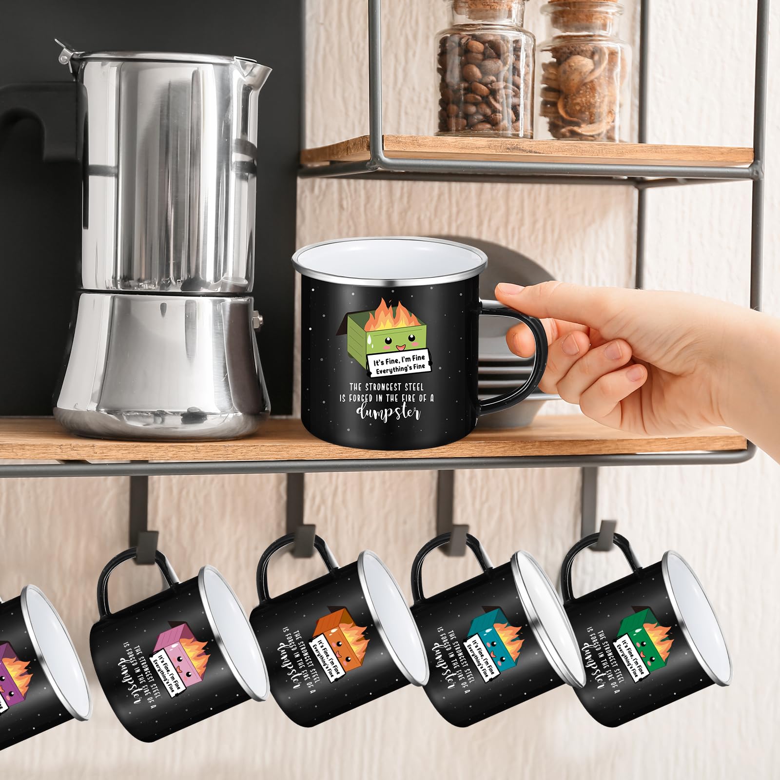 Sieral Emaille-Tassen mit Griff, 340 ml, inspirierende Kaffeetassen mit Griff, Dankeschön-Geschenke für Kollegen, Team, Lehrer, Krankenschwester, Freiwillige, Frauen, 6 Stück