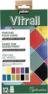 Pebeo Vitrail Paint, 0.67 Fl Oz (Pack of 12), Set of 12 Assorted 20 ml Bottles