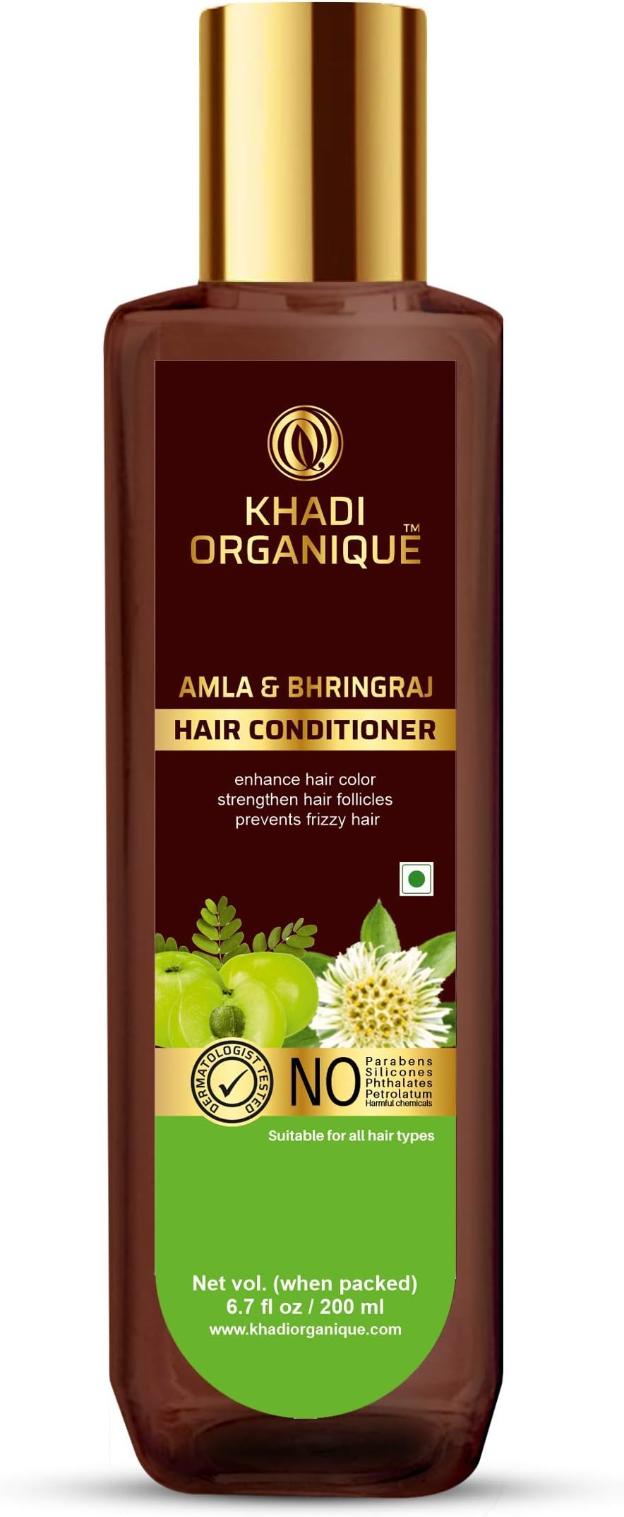Amla & Bhringraj Hair Conditioner | Herbal Formula for Strong, Smooth & Shiny Hair | Enhances Natural Color & Strengthens Hair Follicles | SLS & Paraben Free | All Hairs Type | 200 ml