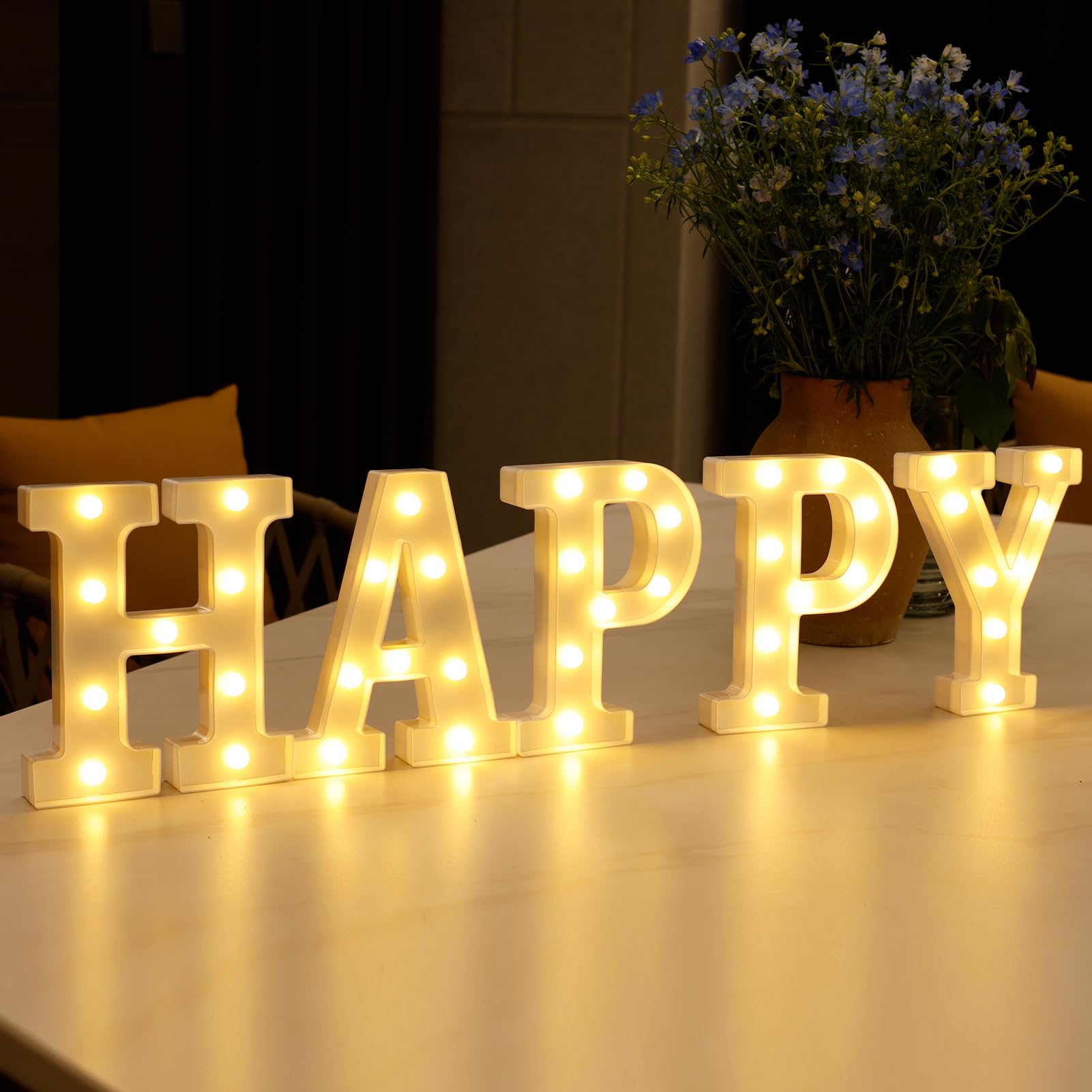 Led Marquee Light Up Letters, 26 Alphabet Light Up Letter Lights, Decorative Led Letters Lights, Battery Powered Letter Sign Lights for Party, Night Light, Home Decor(LetterF, Warm White)