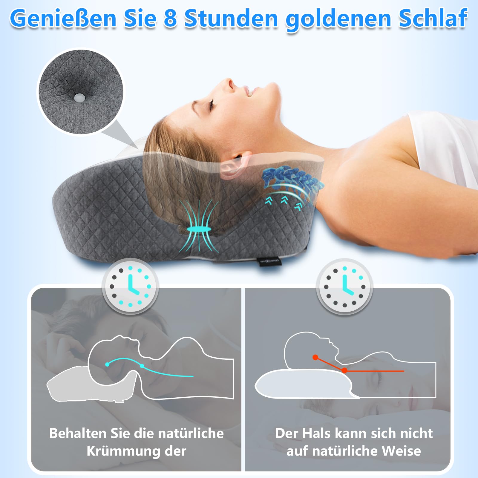 Orthopädisches Kissen Antischnarchkissen Memory Foam Seitenschläfer Rückenschläfer