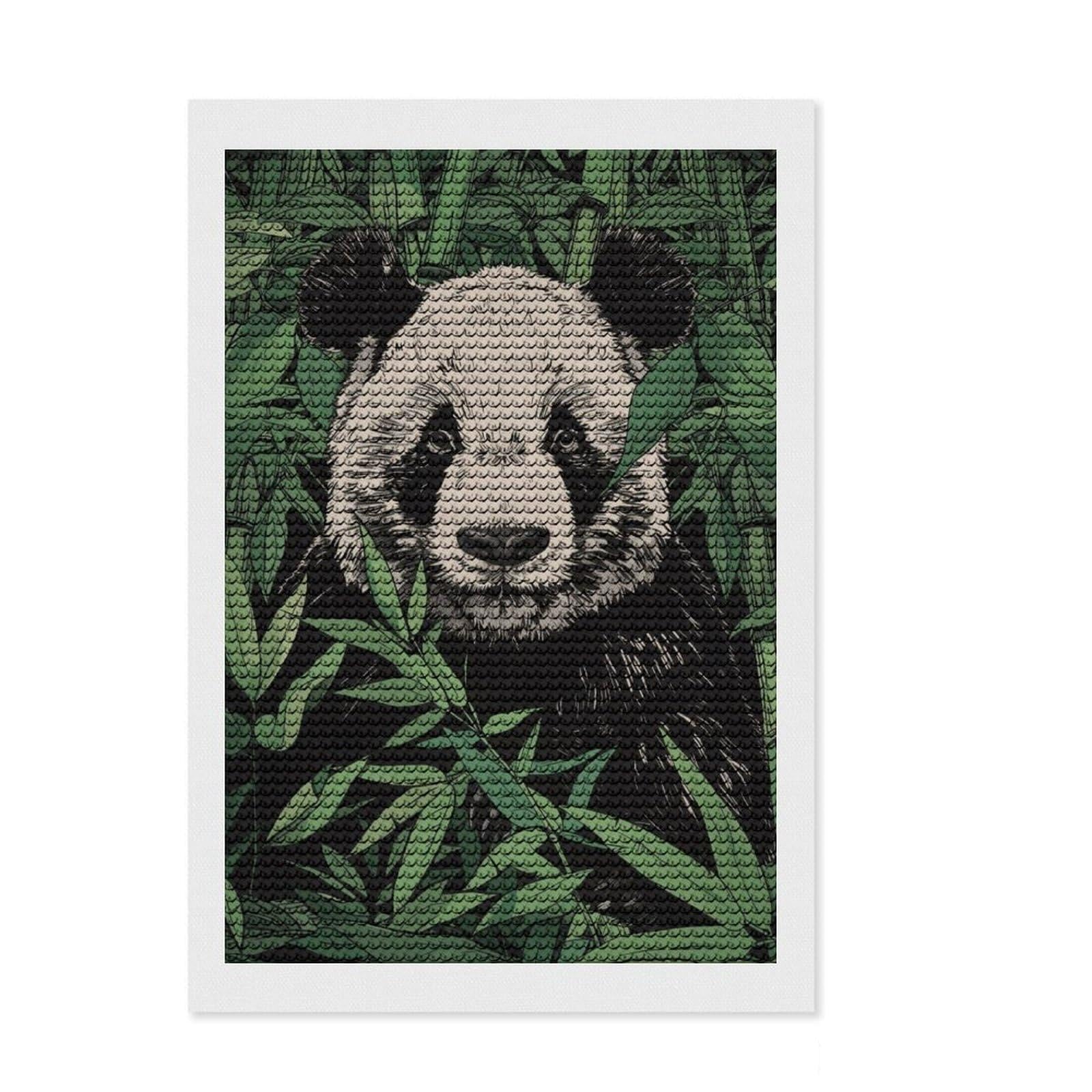 Junmoney Panda in Bamboo Full Drill Diamond Painting Kit 8"x12", Nice Detail and Sparkle, Fun Craft Experience, Bedroom Decor, Gift Idea