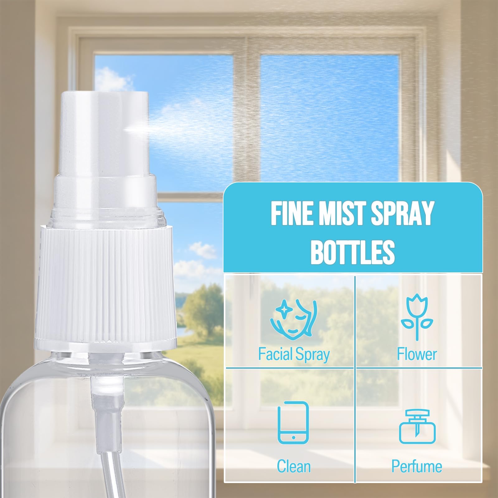 Uiifan 400 szt. mini przezroczystych butelek z rozpylaczem 30 ml małe puste plastikowe butelki z drobną mgiełką z małymi lejkami na olejki eteryczne podróżne perfumy alkoholowe