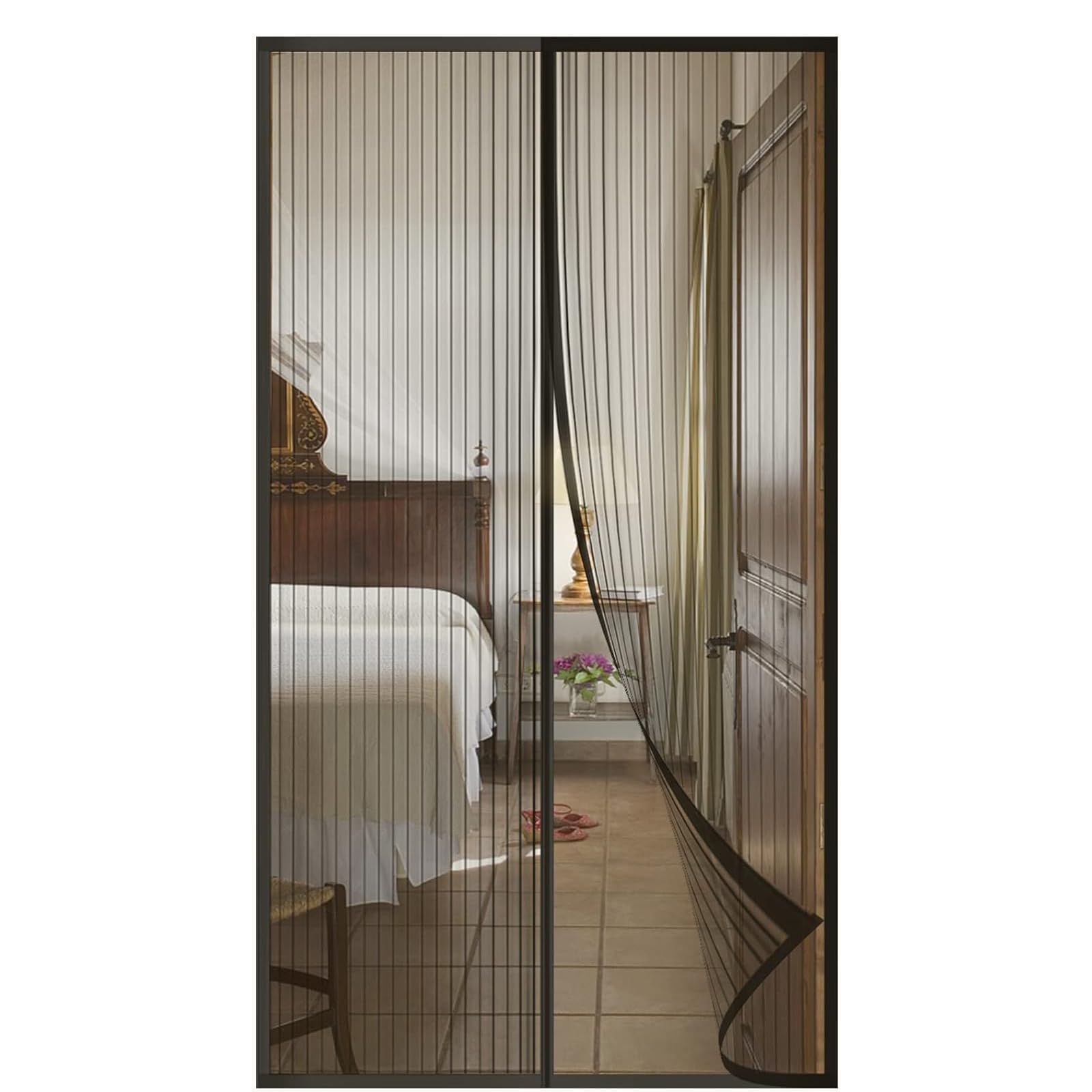 Moustiquaire magnétique 112 x 170 cm rideau de porte noir anti-insectes
