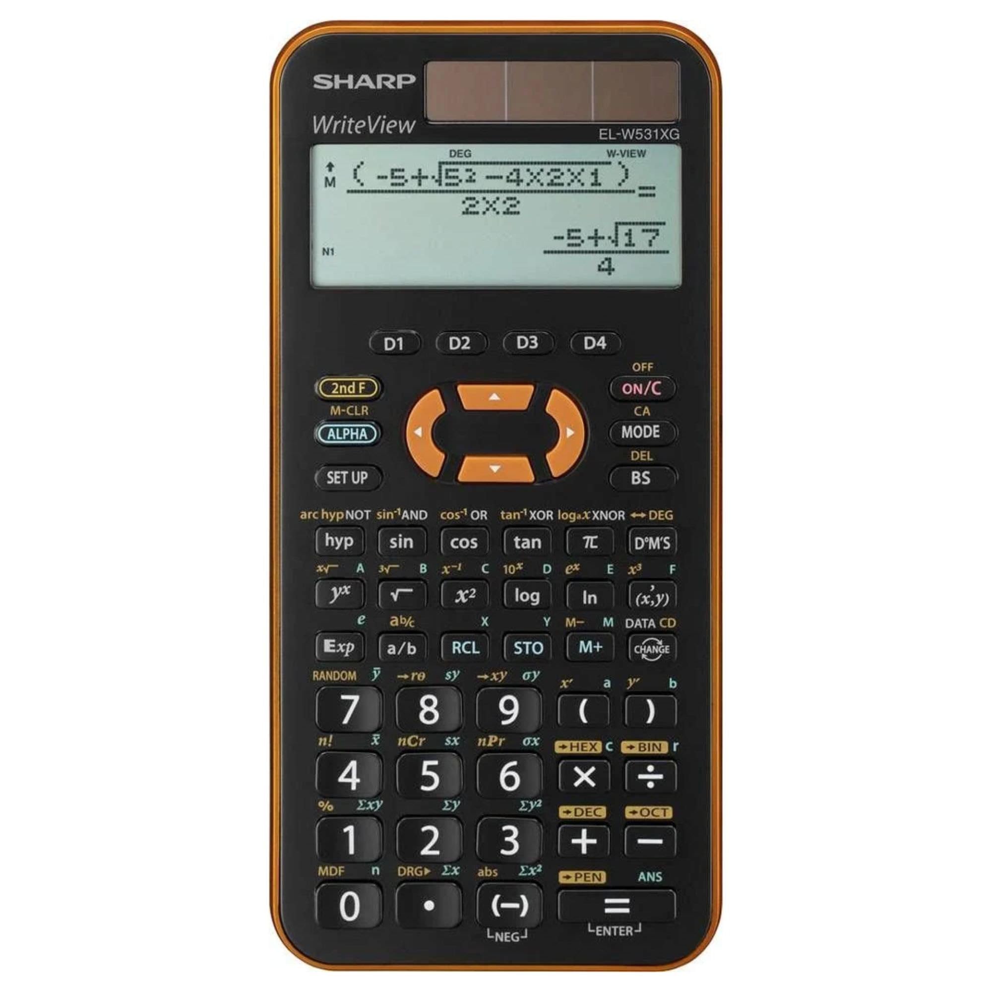 Sharp EL-W531XGYR - Calculadora (bolsillo, Científico, Negro, Naranja, Botones, 96 x 32 Pixeles, Dot-matrix)