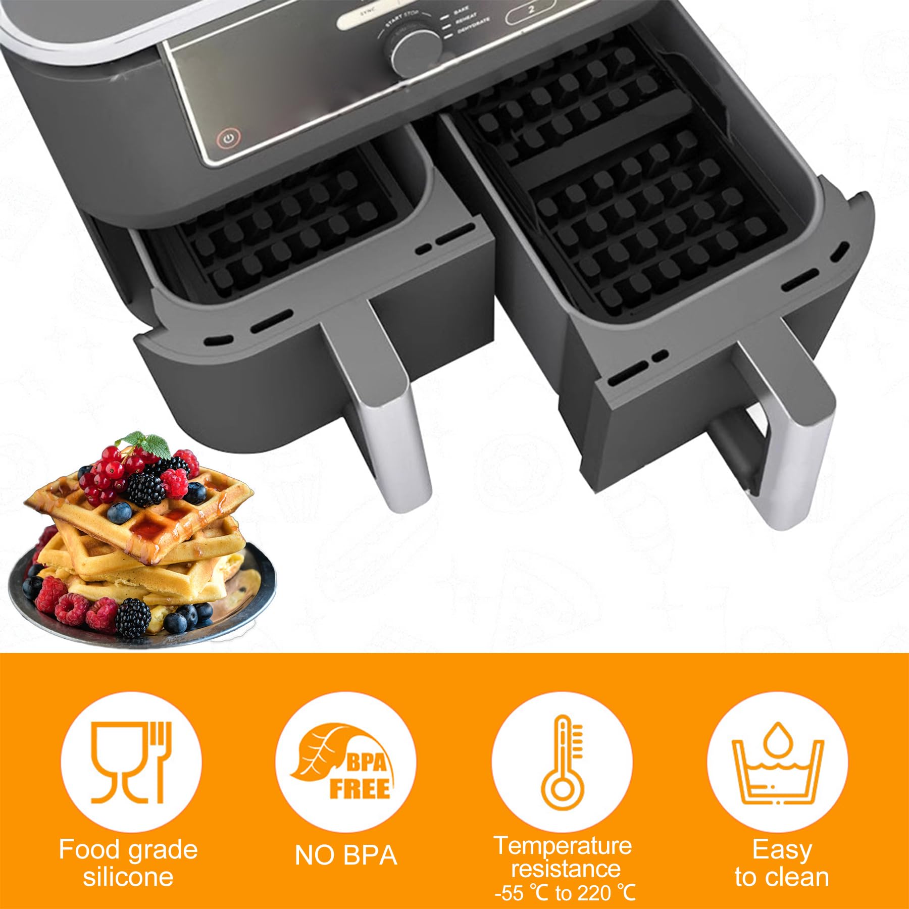 Waffeleinsatz Für Ninja Airfryer – 2 Stück, Hitzebeständiges Silikon, Für AF400EU, AF451EU, SL400EU