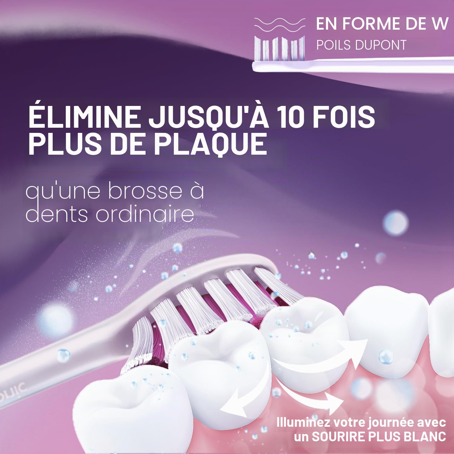 Wagner Stern WHITEN+ – Brosse à dents électrique avec capteur de pression, 5 modes, 3 intensités, 8 têtes souples, moteur puissant, étui de voyage luxe inclus (Pivoine)
