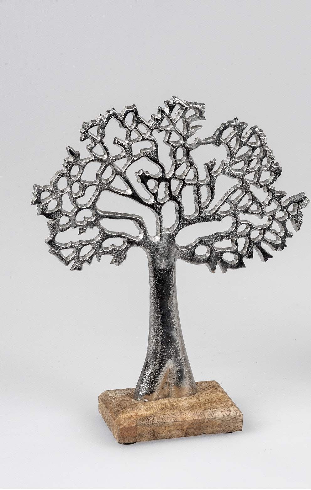 Formano Aluminium Tree Of Life With Mango Wood Approx. 27 Cm