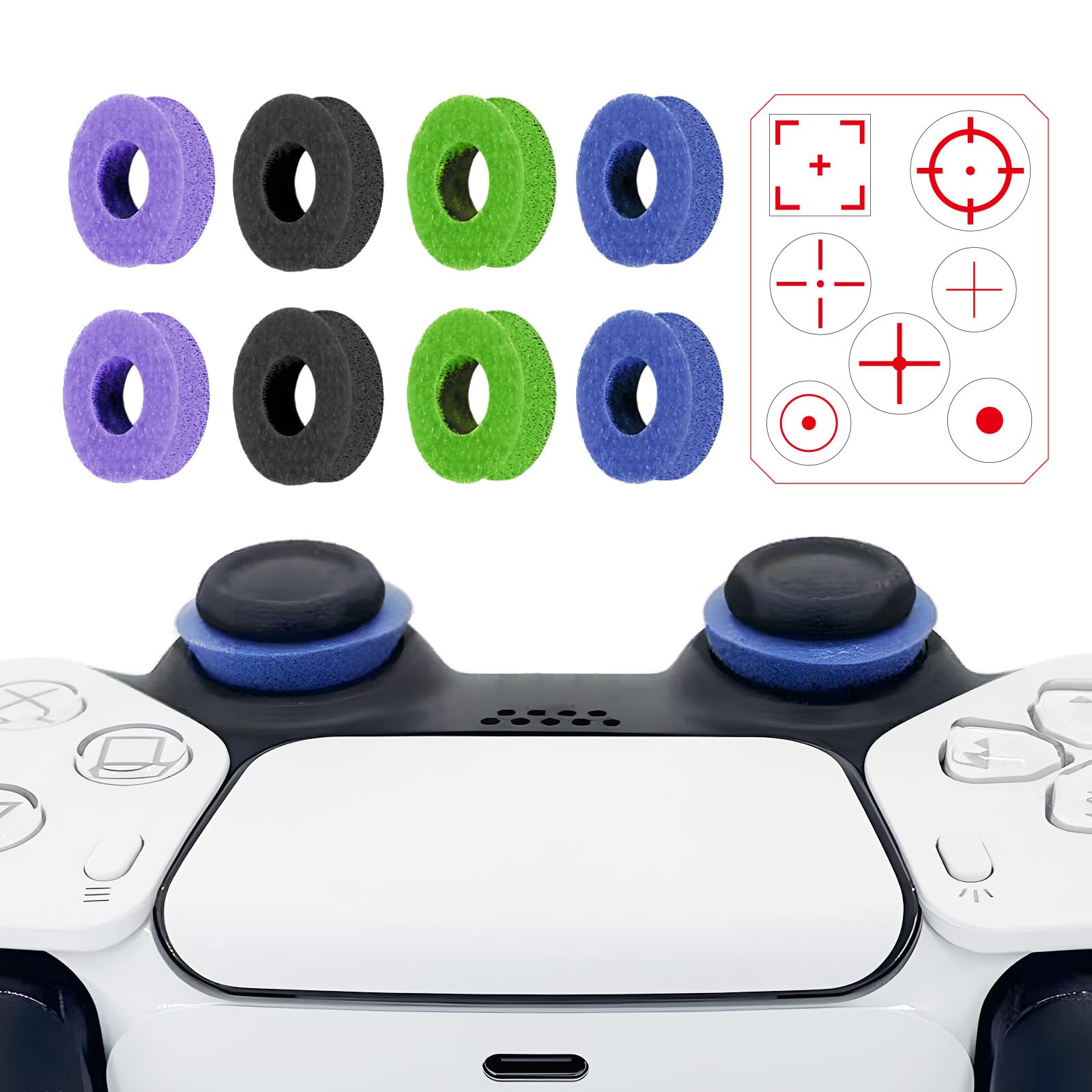 MYSTICHOME 8 Pack Precision Rings Aim Assist for PS5 for PS4 Compatible with Xbox Controllers Accessories Control with