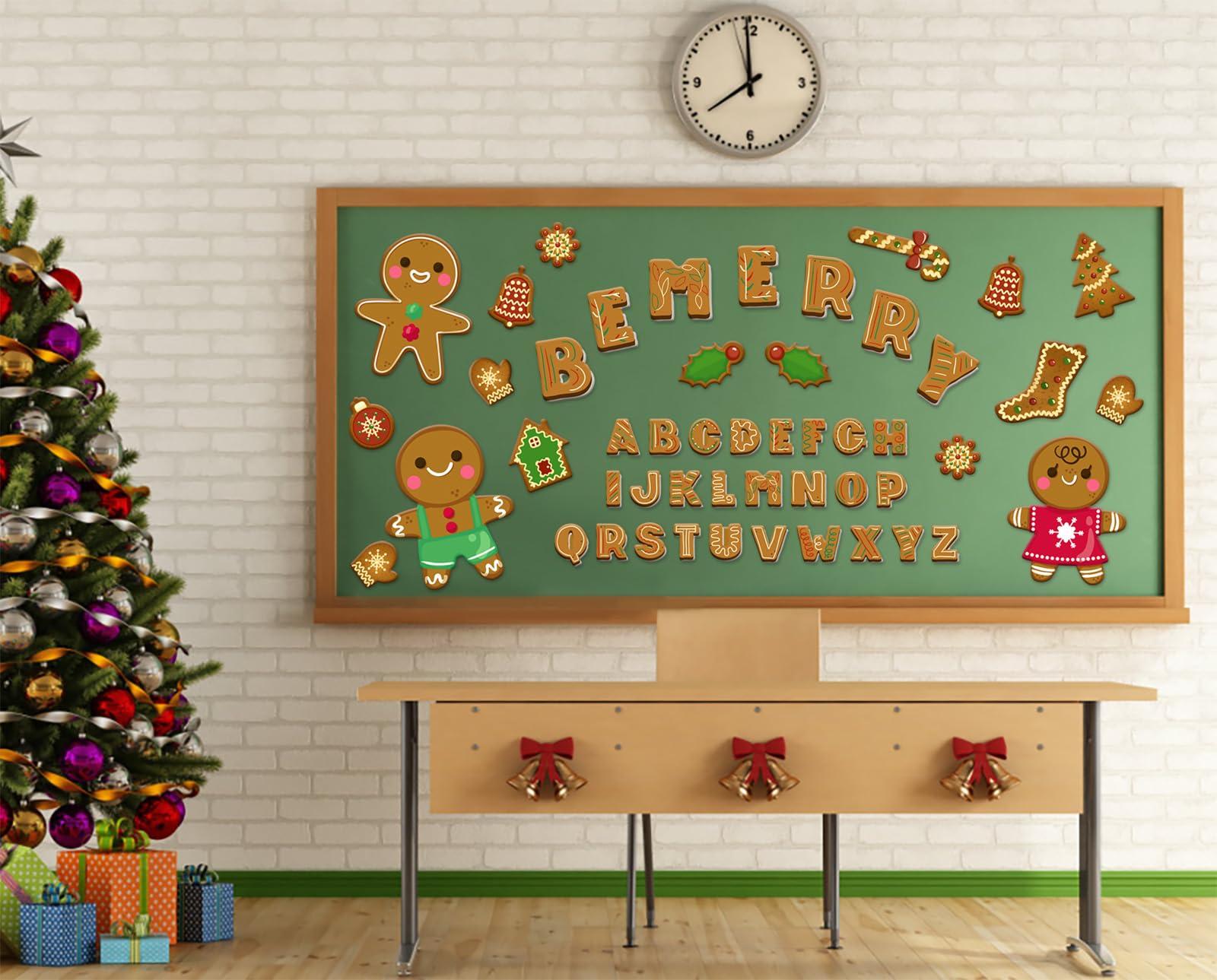 Haooryx 70 Pcs Winter Christmas Gingerbread Bulletin Board Decor - Gingerbread Man Cut-Outs For Classroom, Home