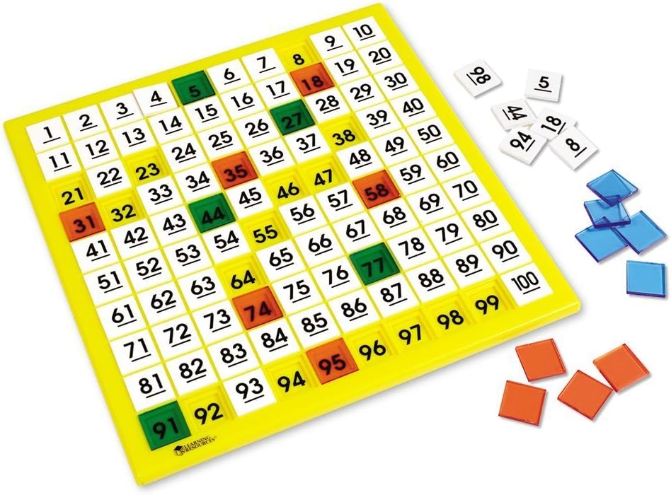Learning Resources Hundred Number Board, Plastic - Educational Number Board - Ages 5 - 9 - 1+