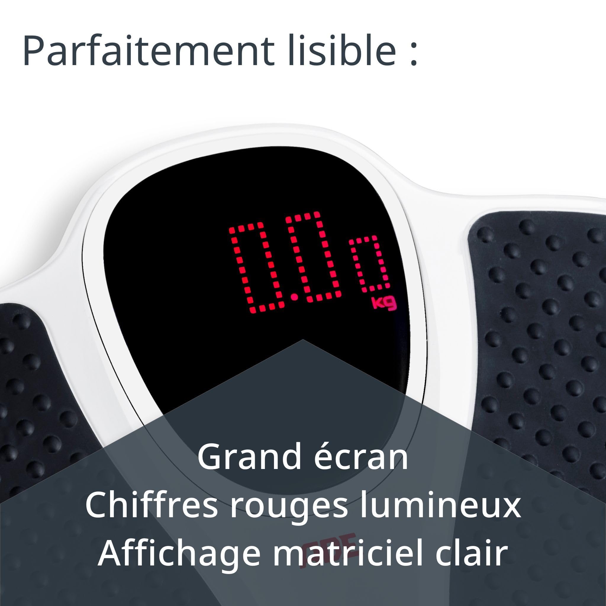 ADE Pèse-personne numérique | Jusqu'à 200 kg | Surface de pesée extra large et antidérapante | Pèse-personne pour personnes âgées avec grand écran à matrice de points rouges