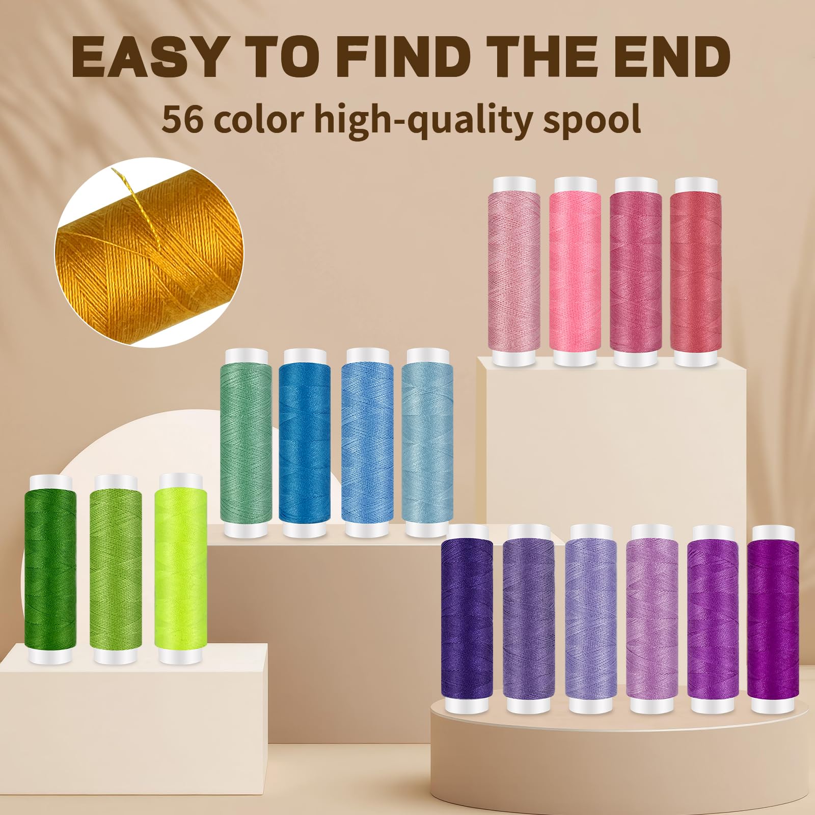 Kit da cucito con accessori,kit da cucito professionale grande da 305 pezzi,inclusi accessori per macchina da cucire con 56 bobine di filo,forbici e accessori