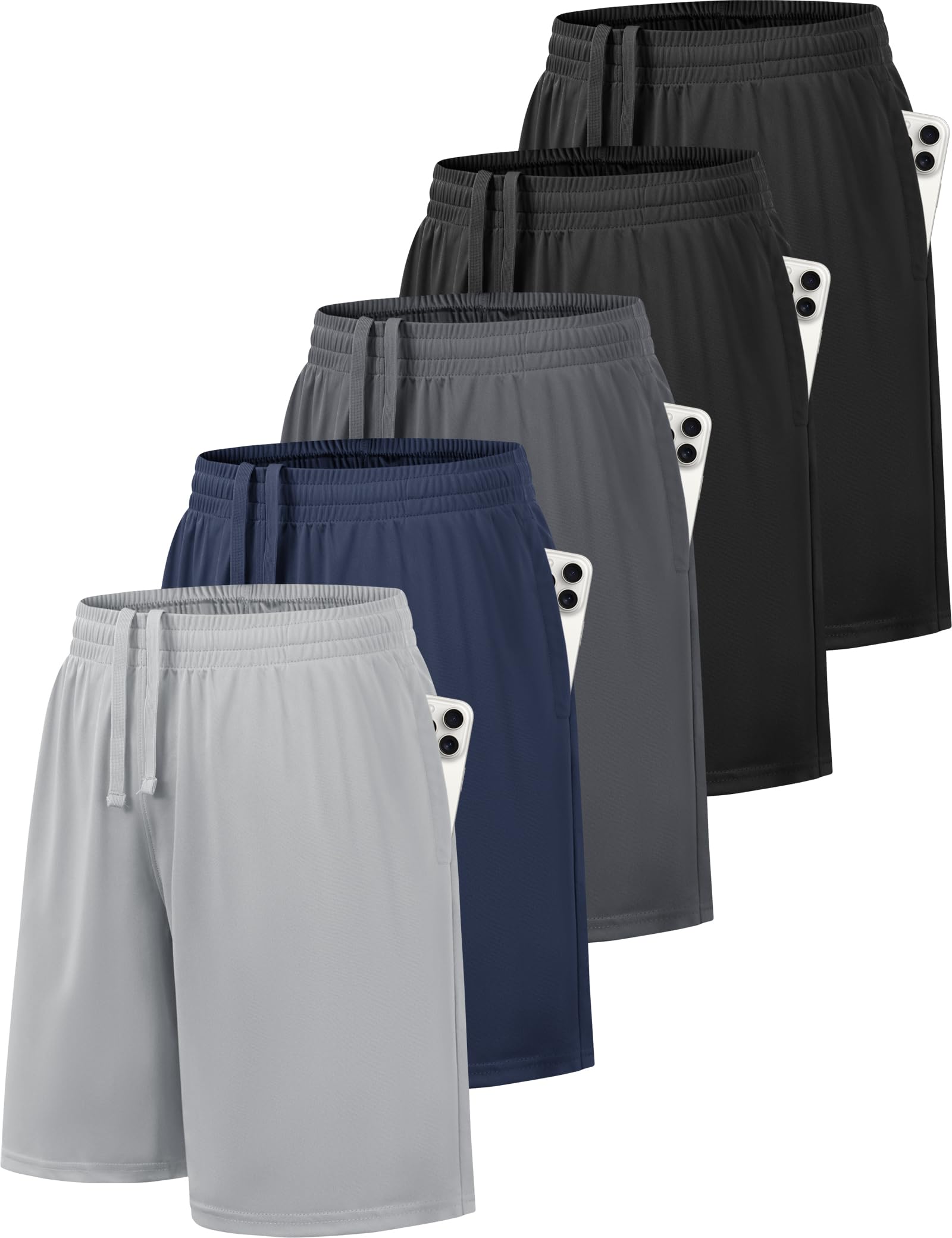 3/5er Pack Kurze Hosen Jungen Sport Shorts mit Taschen | Schnell Trocknend,Leicht,Atmungsaktive,Elastischer Bund,Kurze Sporthose Trainingshose Kinder Teenager für Basketball Fußball – Amazon Angebot