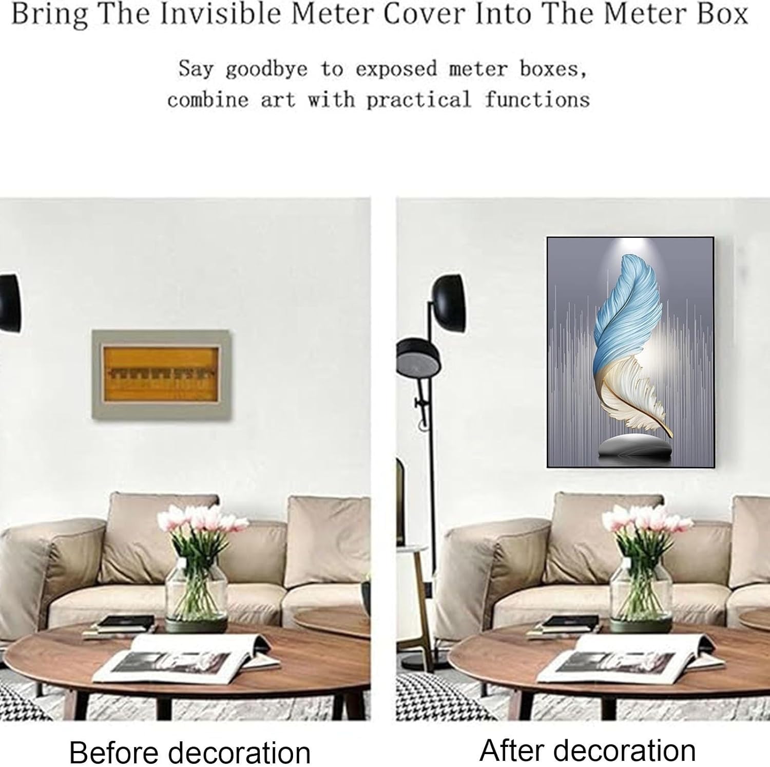 Wall Mounted Electrical Panel Cover Hidden Circuit Breaker Panel Creative Hanging Picture Wall Mounted for Breaker Decorative Power Box Switch(A,50x70cm)