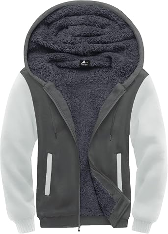 SCODI Hoodies for Men Heavyweight Fleece Sweatshirt - Full Zip Up Thick Sherpa Lined Hooded Jacket