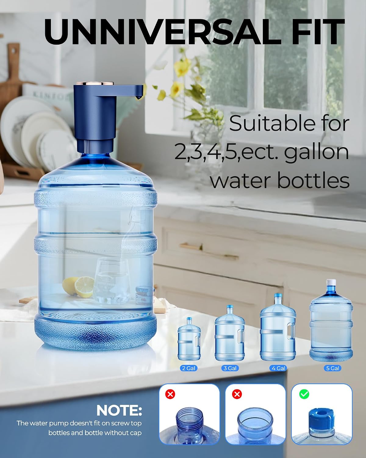 Electric Water Bottle Pump, Water Dispenser for 5 Gallon Bottles image 2
