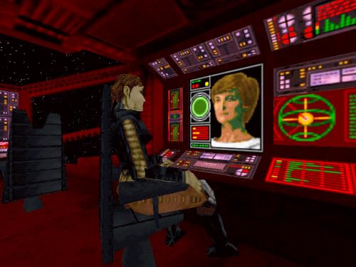 Screenshot of a large, monstrous creature in a dark, green-lit corridor